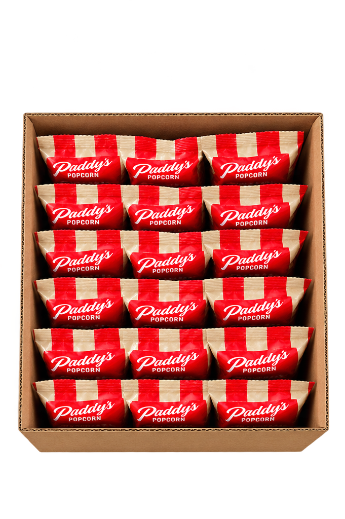 Box of Paddy’s Popcorn bags for Halloween, 18 bags